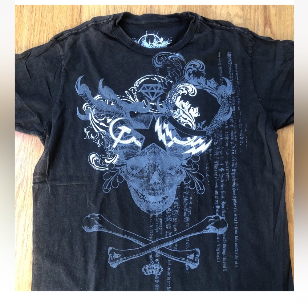 Graphic Skull Design Counter Intelligence Stone Wash Blackbrown Bones Diamond